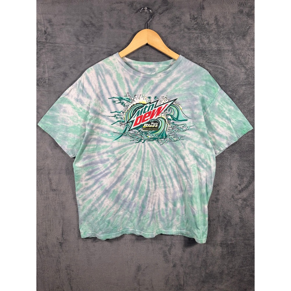 Mtn Dew Baja Blast Tie Dye Graphic T-Shirt Mens Large Green Blue Tropical Lime